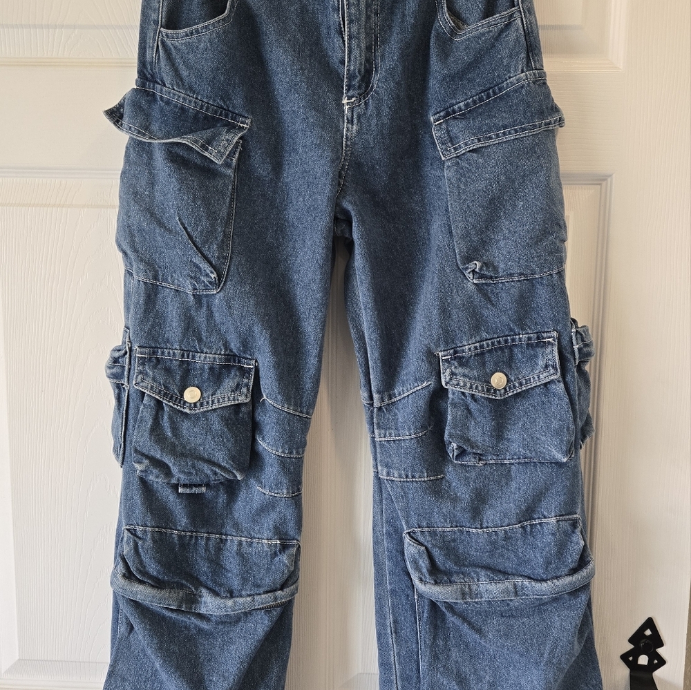 Fashion Nova Blue‎ Flare Wide Leg Jeans-6 J3